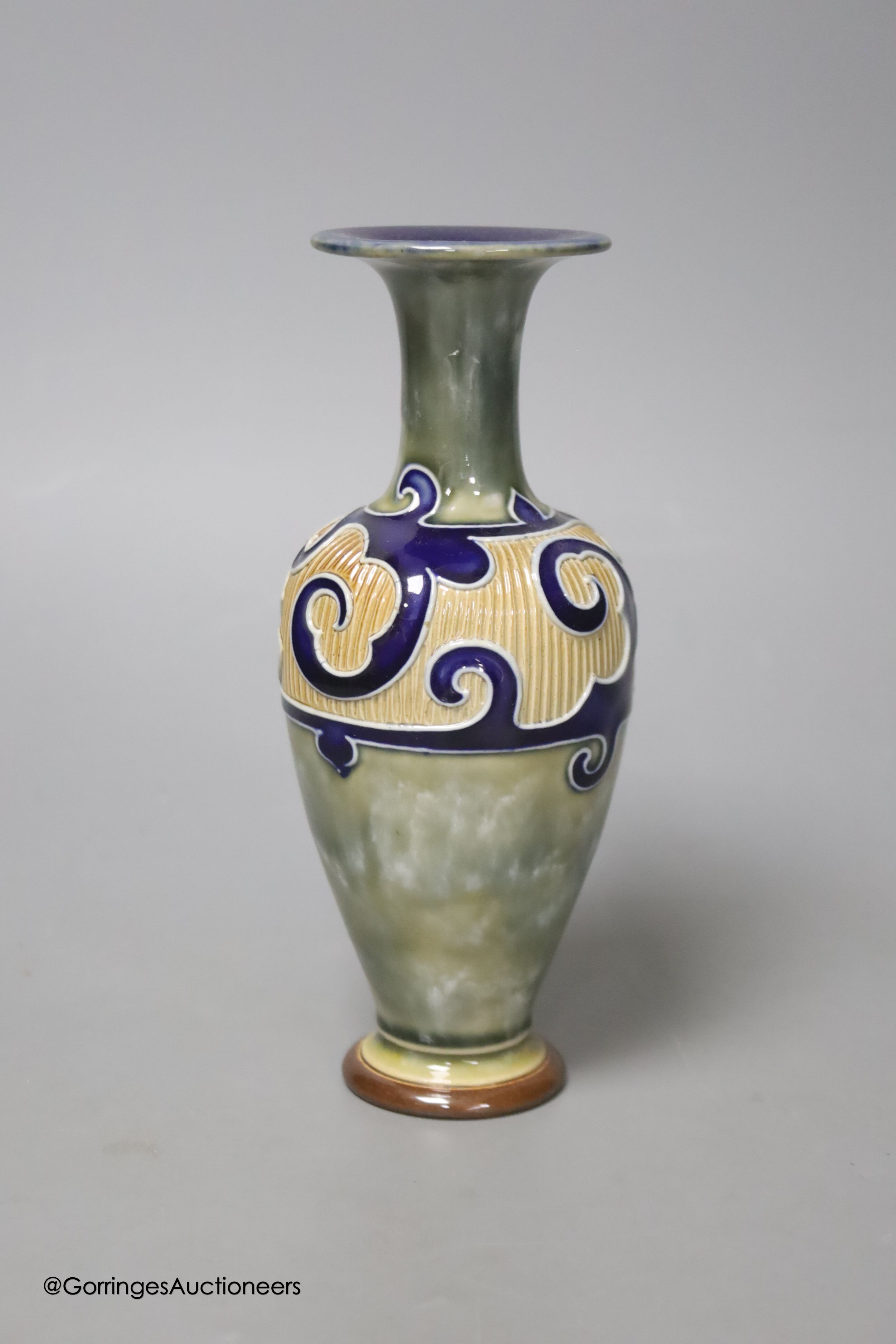 A Royal Doulton stoneware vase by Frank Butler, height 17cm